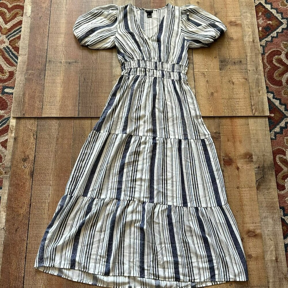 Kate & Lily Womens Striped Tiered Maxi Dress W/ Puff Sleeves Size 6